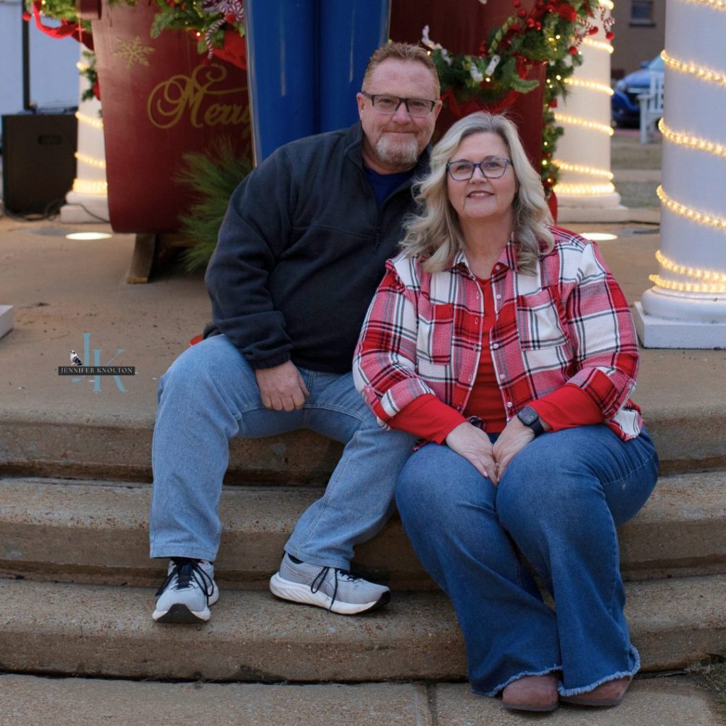 Jennifer Knolton with her husband during the holiday season, reflecting gratitude, family support, and personal growth in West Tennessee